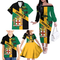 Jamaica Family Matching Off The Shoulder Long Sleeve Dress and Hawaiian Shirt 63rd Anniversary Independence Day