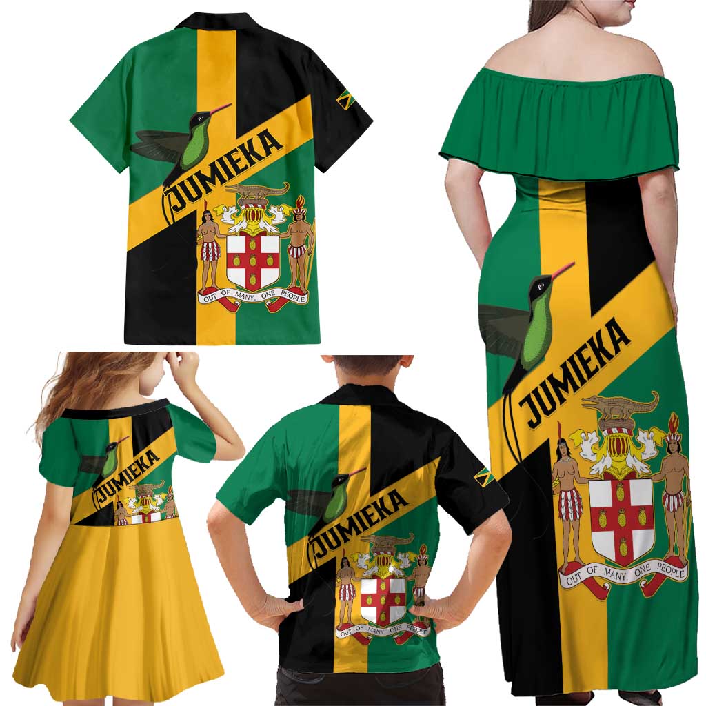 Jamaica Family Matching Off Shoulder Maxi Dress and Hawaiian Shirt 63rd Anniversary Independence Day