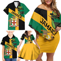 Jamaica Family Matching Off Shoulder Short Dress and Hawaiian Shirt 63rd Anniversary Independence Day