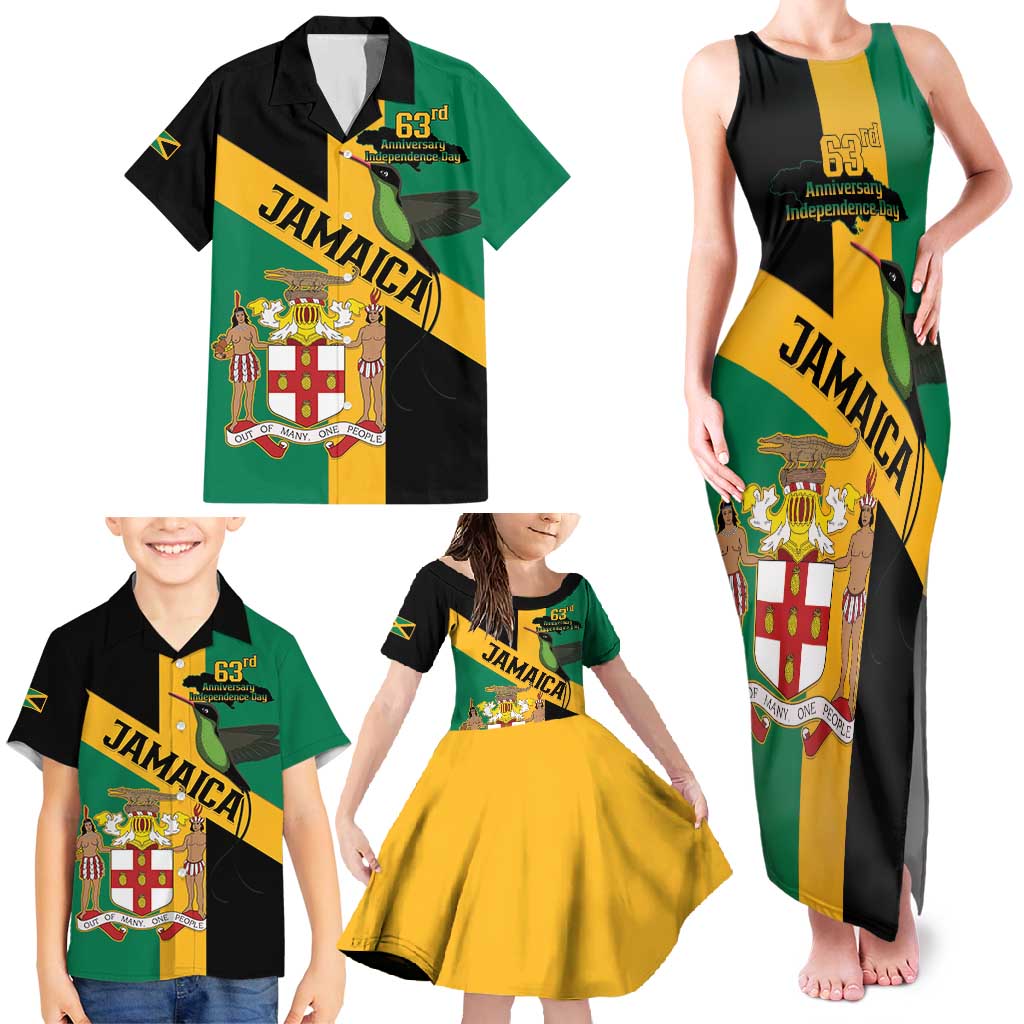 Jamaica Family Matching Tank Maxi Dress and Hawaiian Shirt 63rd Anniversary Independence Day