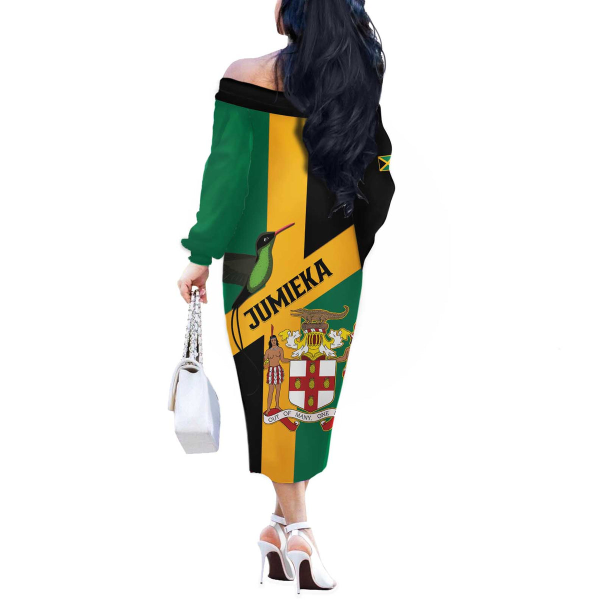 Jamaica Off The Shoulder Long Sleeve Dress 63rd Anniversary Independence Day
