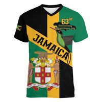 Jamaica Women V-Neck T-Shirt 63rd Anniversary Independence Day