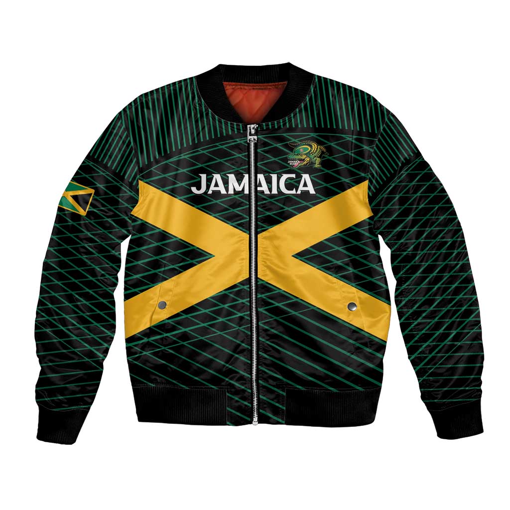 Jamaica Rugby Custom Bomber Jacket Go Jamaica Crocs Go