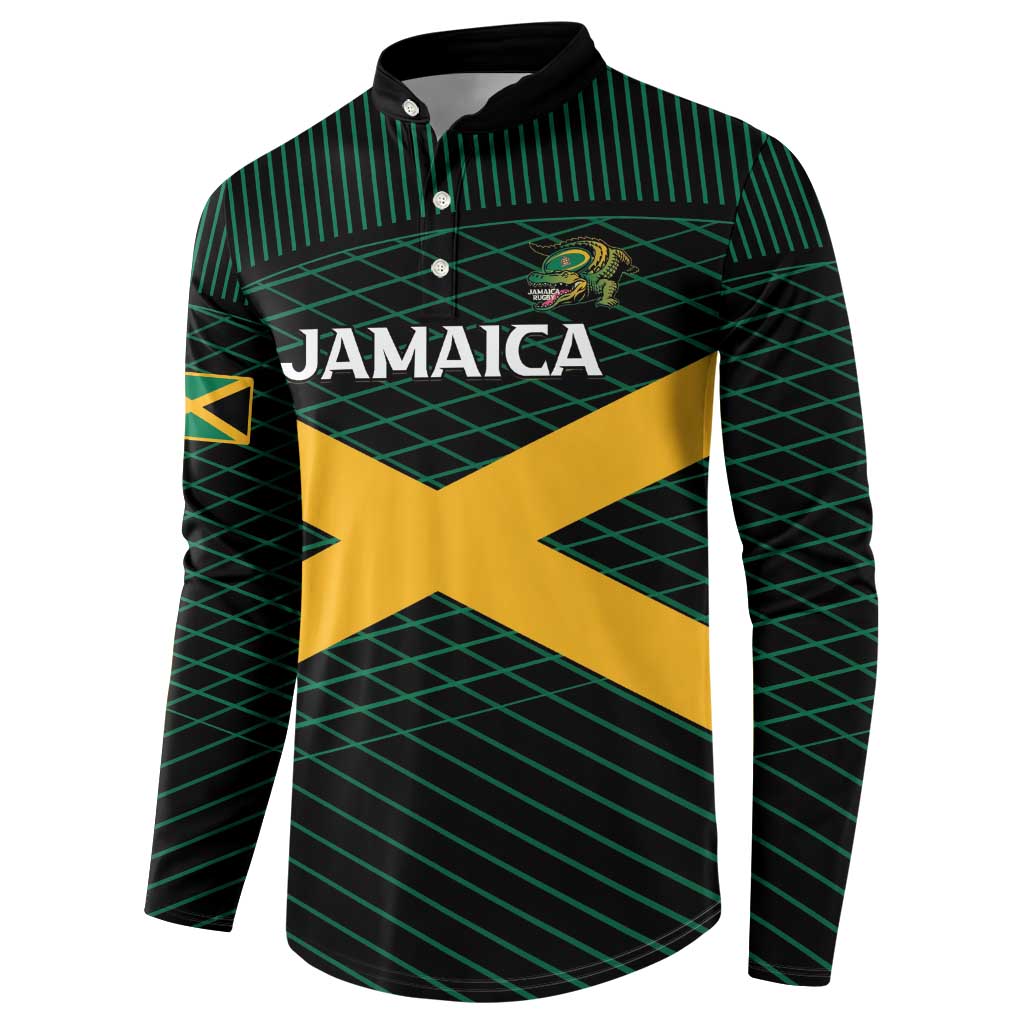 Jamaica Rugby Custom Button Sweatshirt Go Jamaica Crocs Go