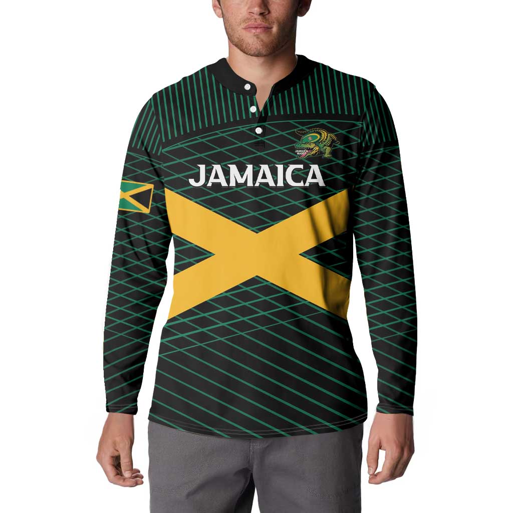 Jamaica Rugby Custom Button Sweatshirt Go Jamaica Crocs Go