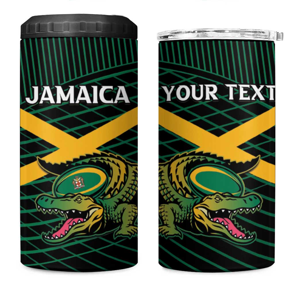 Jamaica Rugby Custom 4 in 1 Can Cooler Tumbler Go Jamaica Crocs Go