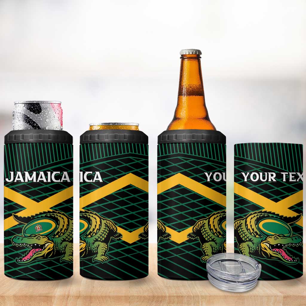 Jamaica Rugby Custom 4 in 1 Can Cooler Tumbler Go Jamaica Crocs Go
