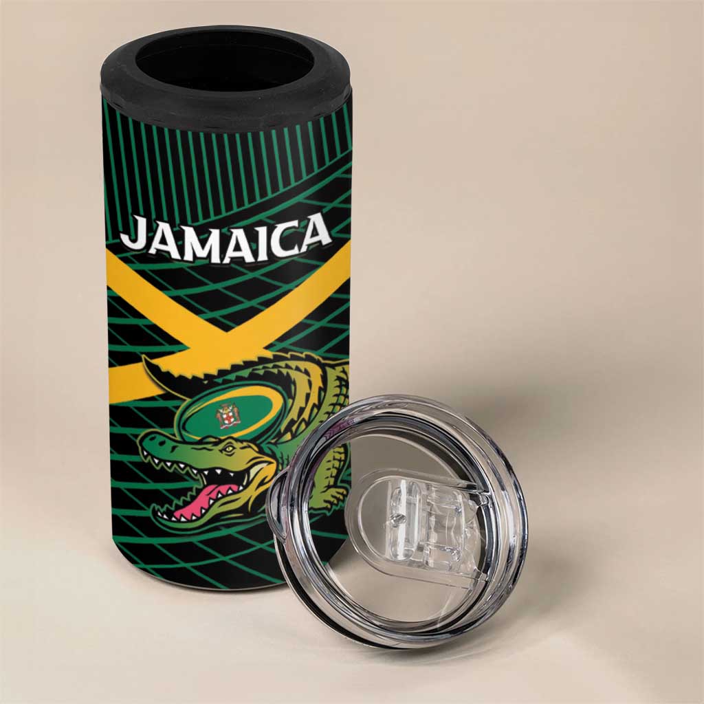 Jamaica Rugby Custom 4 in 1 Can Cooler Tumbler Go Jamaica Crocs Go