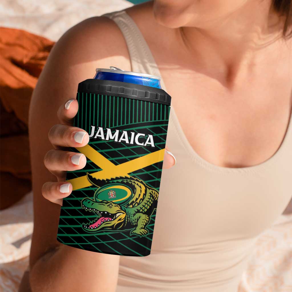 Jamaica Rugby Custom 4 in 1 Can Cooler Tumbler Go Jamaica Crocs Go