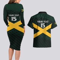 Jamaica Rugby Custom Couples Matching Long Sleeve Bodycon Dress and Hawaiian Shirt Go Jamaica Crocs Go