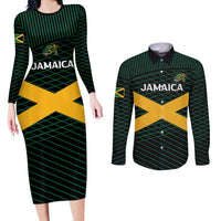 Jamaica Rugby Custom Couples Matching Long Sleeve Bodycon Dress and Long Sleeve Button Shirt Go Jamaica Crocs Go
