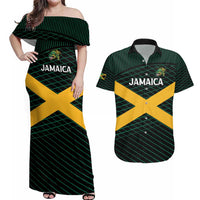 Jamaica Rugby Custom Couples Matching Off Shoulder Maxi Dress and Hawaiian Shirt Go Jamaica Crocs Go