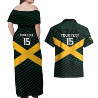 Jamaica Rugby Custom Couples Matching Off Shoulder Maxi Dress and Hawaiian Shirt Go Jamaica Crocs Go