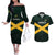 Jamaica Rugby Custom Couples Matching Off The Shoulder Long Sleeve Dress and Hawaiian Shirt Go Jamaica Crocs Go