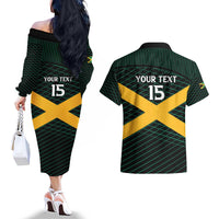 Jamaica Rugby Custom Couples Matching Off The Shoulder Long Sleeve Dress and Hawaiian Shirt Go Jamaica Crocs Go
