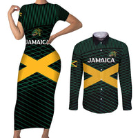 Jamaica Rugby Custom Couples Matching Short Sleeve Bodycon Dress and Long Sleeve Button Shirt Go Jamaica Crocs Go