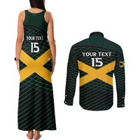 Jamaica Rugby Custom Couples Matching Tank Maxi Dress and Long Sleeve Button Shirt Go Jamaica Crocs Go