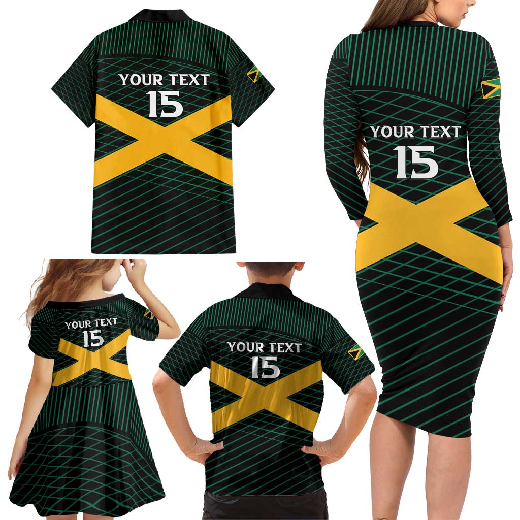Jamaica Rugby Custom Family Matching Long Sleeve Bodycon Dress and Hawaiian Shirt Go Jamaica Crocs Go