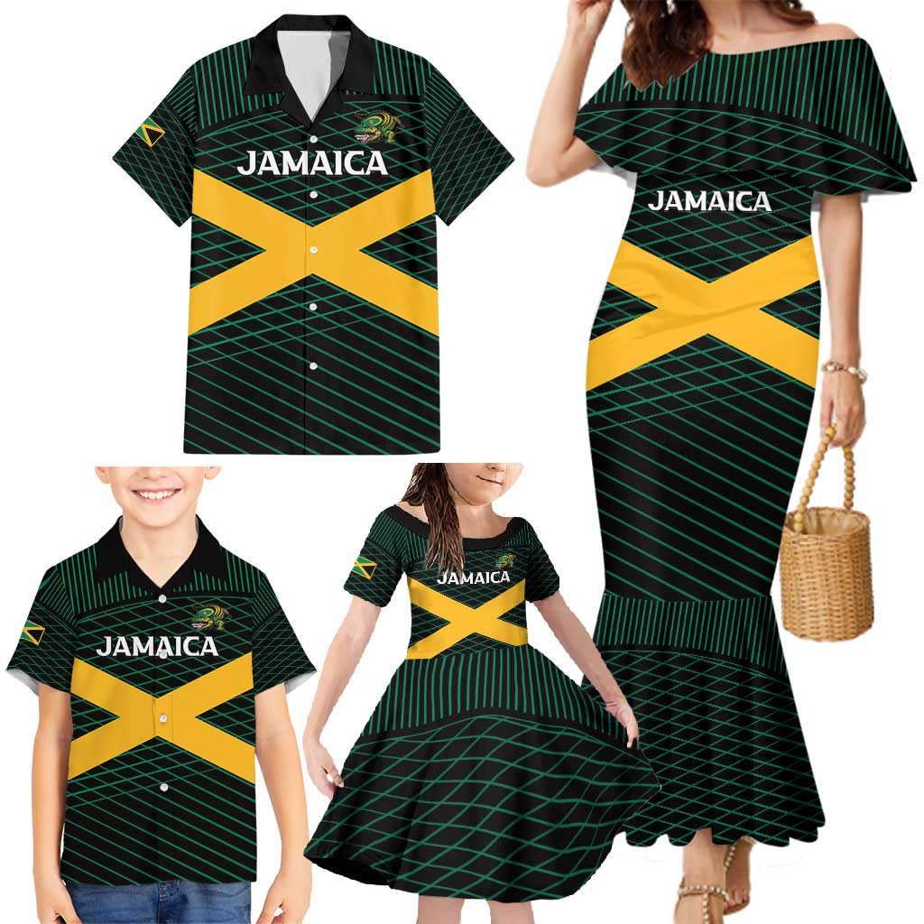 Jamaica Rugby Custom Family Matching Mermaid Dress and Hawaiian Shirt Go Jamaica Crocs Go