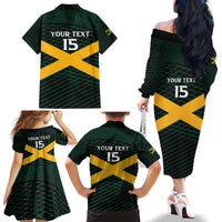 Jamaica Rugby Custom Family Matching Off The Shoulder Long Sleeve Dress and Hawaiian Shirt Go Jamaica Crocs Go