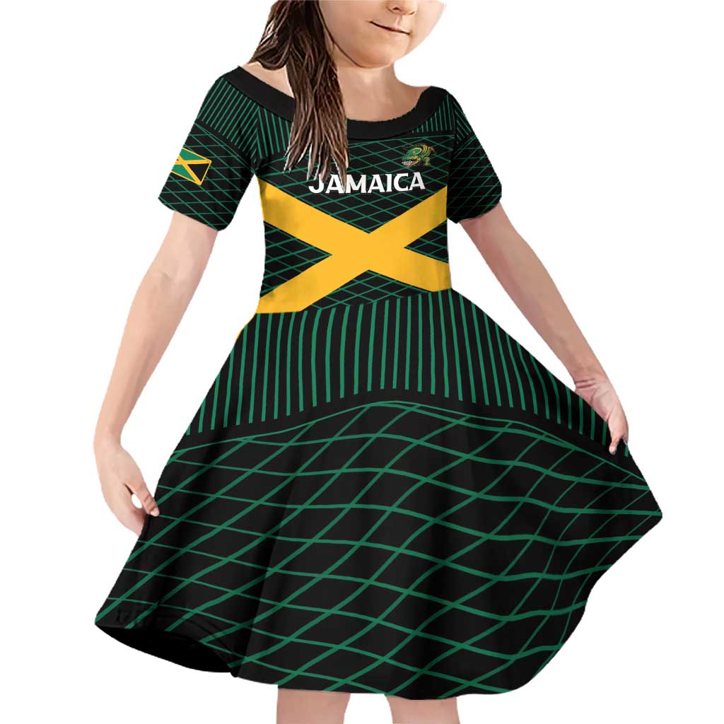 Jamaica Rugby Custom Family Matching Off Shoulder Short Dress and Hawaiian Shirt Go Jamaica Crocs Go