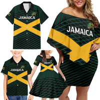 Jamaica Rugby Custom Family Matching Off Shoulder Short Dress and Hawaiian Shirt Go Jamaica Crocs Go