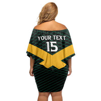 Jamaica Rugby Custom Family Matching Off Shoulder Short Dress and Hawaiian Shirt Go Jamaica Crocs Go