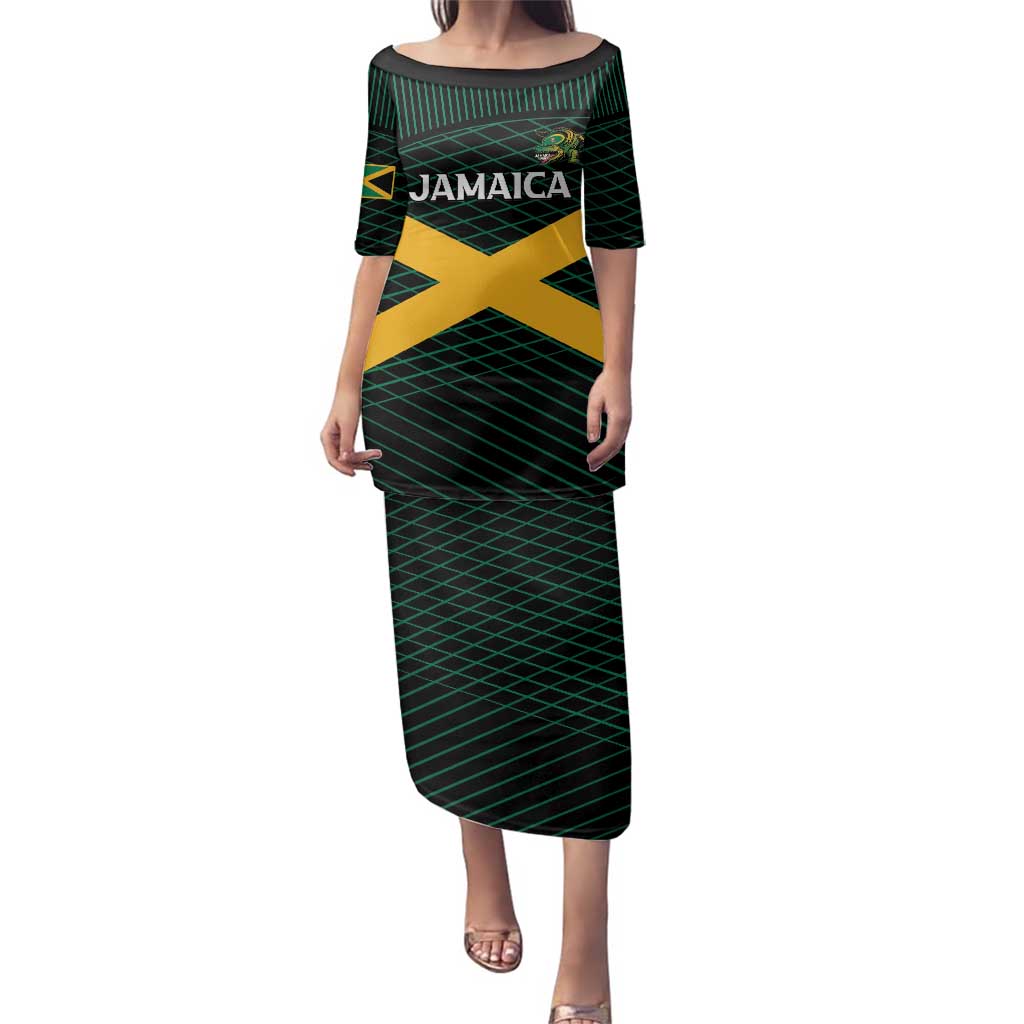 Jamaica Rugby Custom Family Matching Puletasi and Hawaiian Shirt Go Jamaica Crocs Go