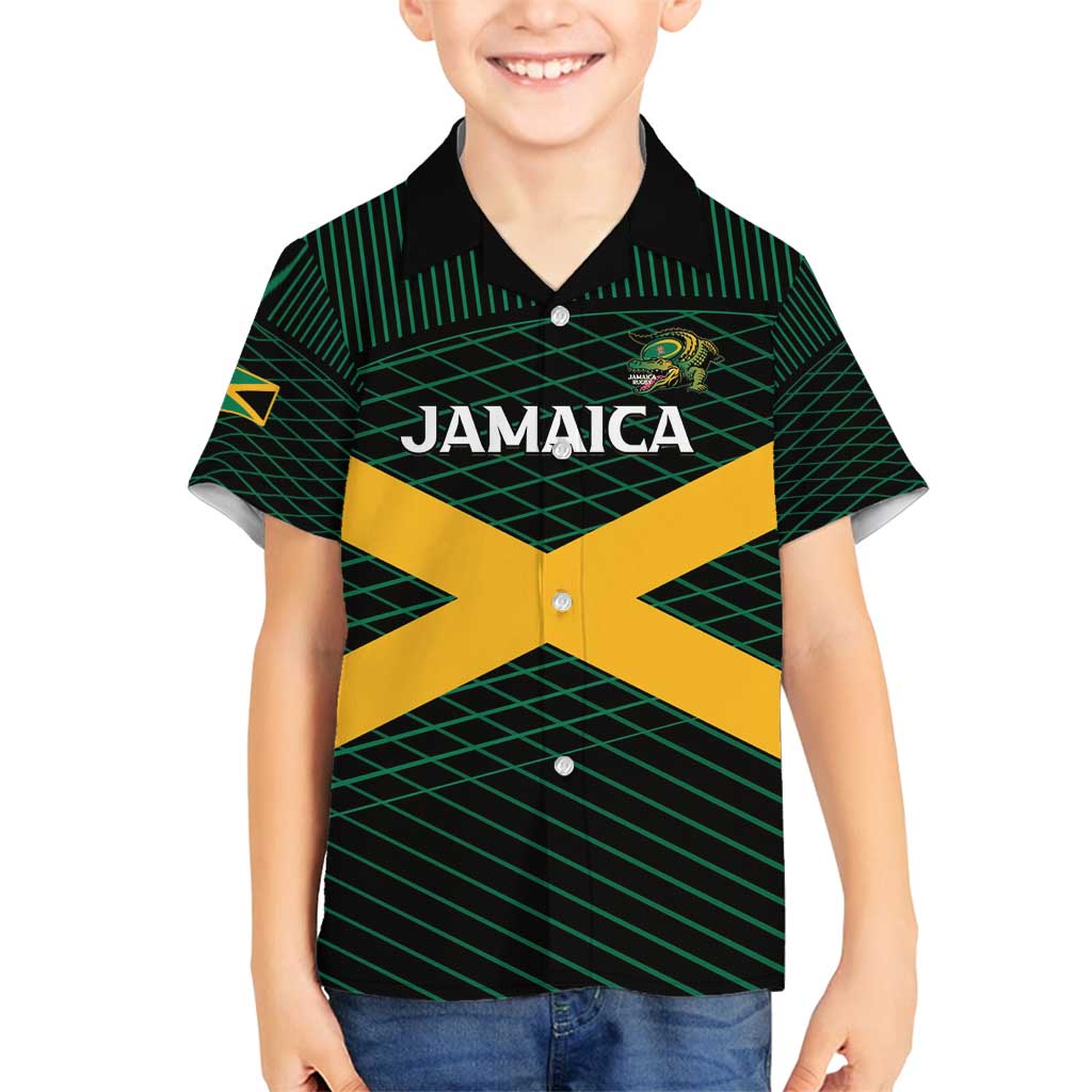Jamaica Rugby Custom Family Matching Puletasi and Hawaiian Shirt Go Jamaica Crocs Go