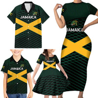 Jamaica Rugby Custom Family Matching Short Sleeve Bodycon Dress and Hawaiian Shirt Go Jamaica Crocs Go