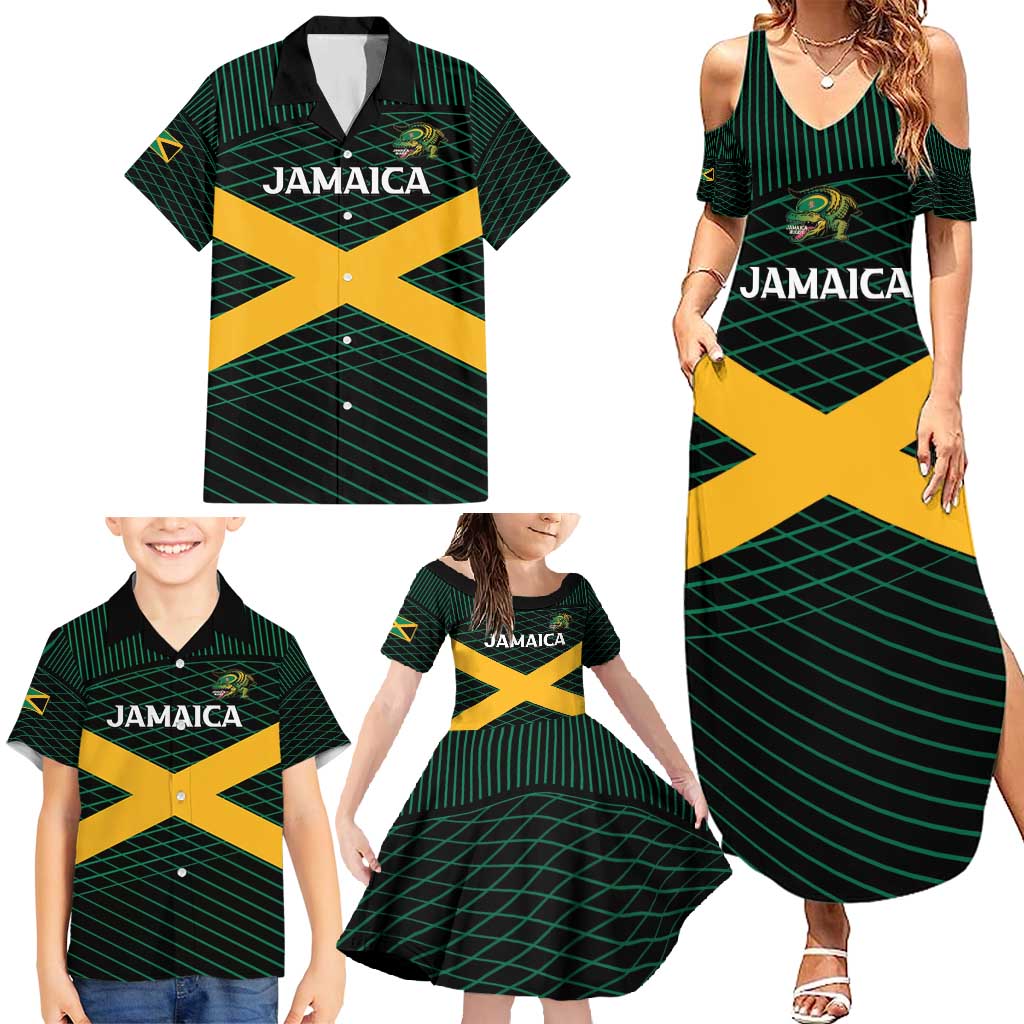 Jamaica Rugby Custom Family Matching Summer Maxi Dress and Hawaiian Shirt Go Jamaica Crocs Go