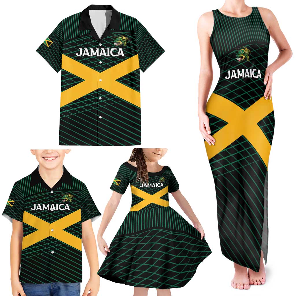 Jamaica Rugby Custom Family Matching Tank Maxi Dress and Hawaiian Shirt Go Jamaica Crocs Go