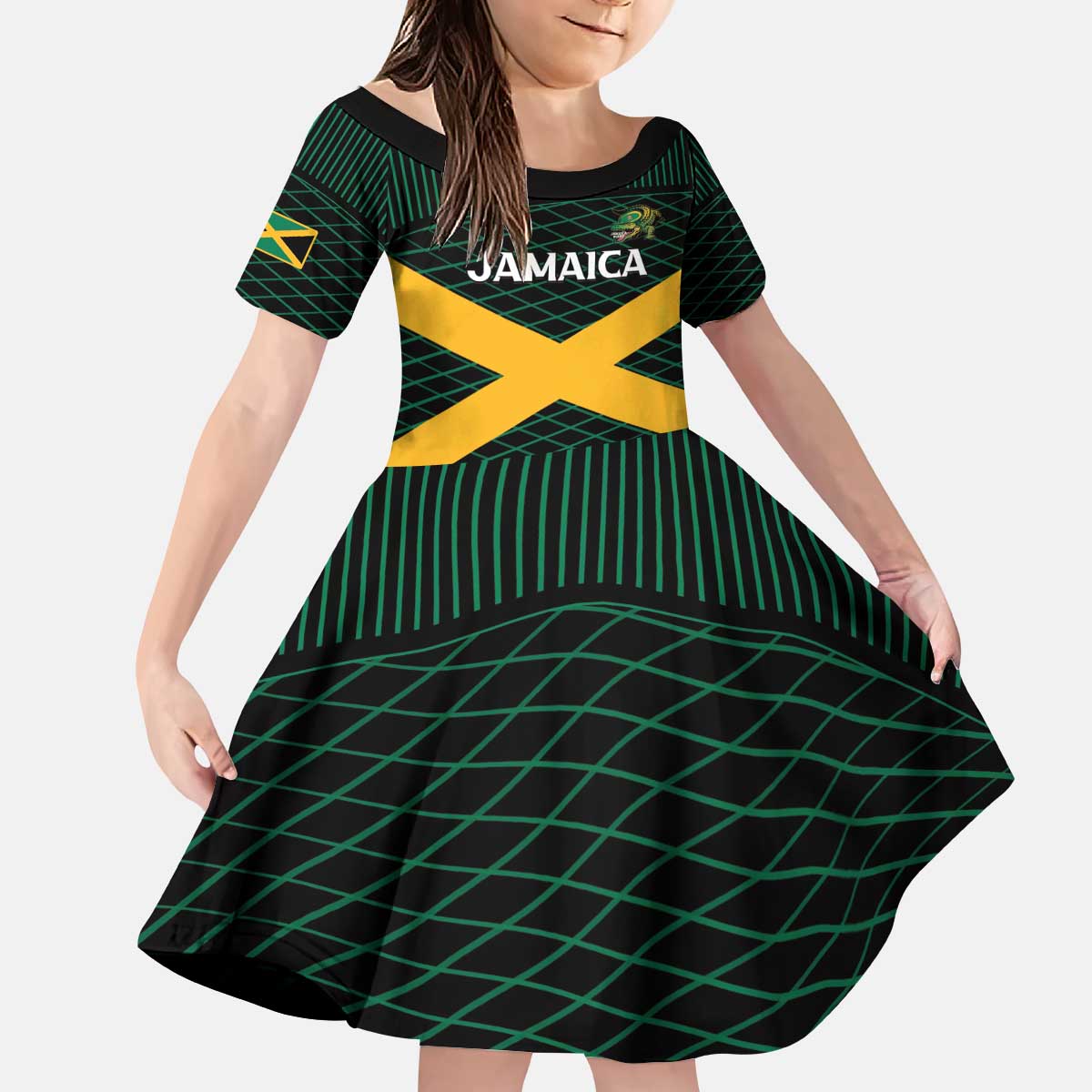 Jamaica Rugby Custom Kid Short Sleeve Dress Go Jamaica Crocs Go