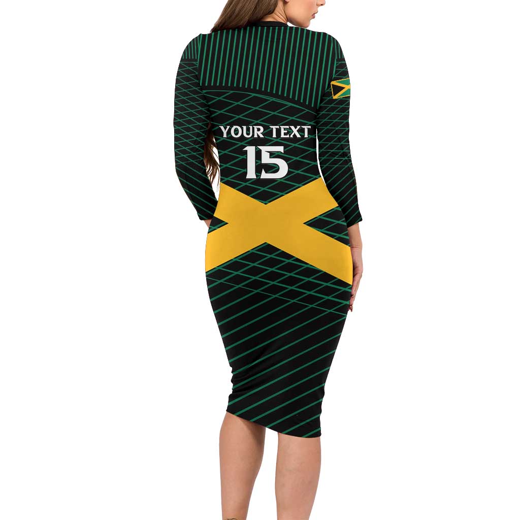 Jamaica Rugby Custom Long Sleeve Bodycon Dress Go Jamaica Crocs Go
