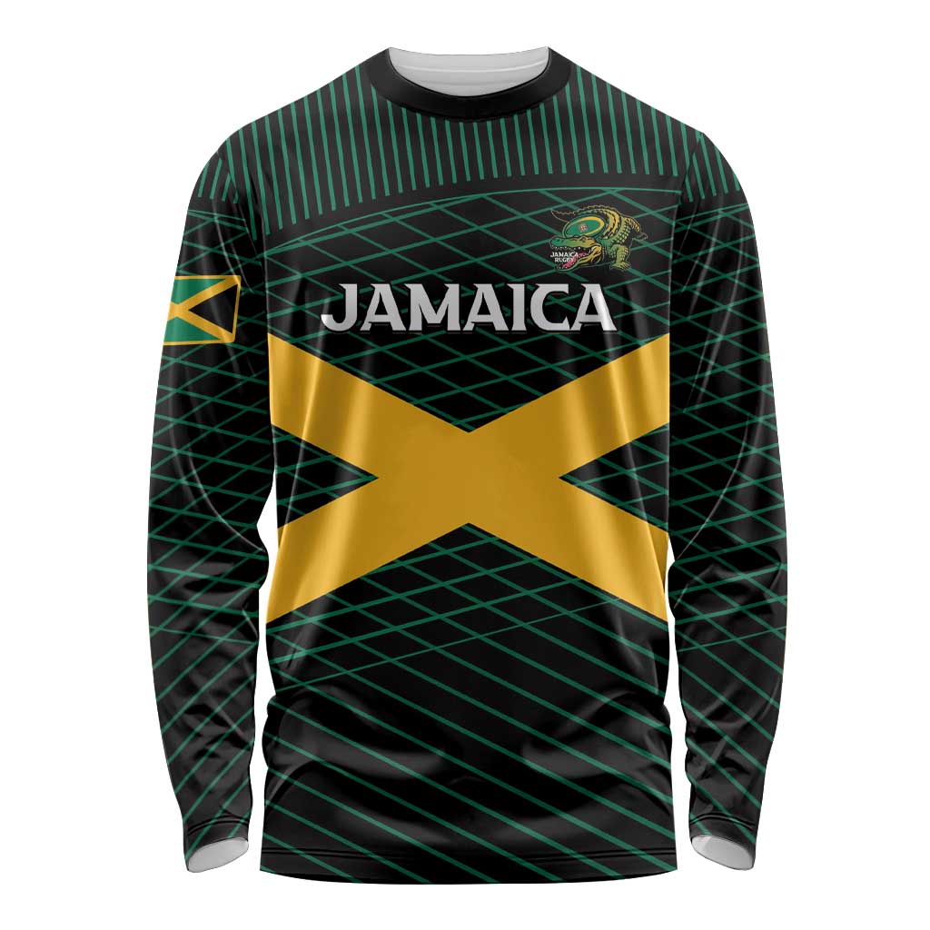 Jamaica Rugby Custom Long Sleeve Shirt Go Jamaica Crocs Go