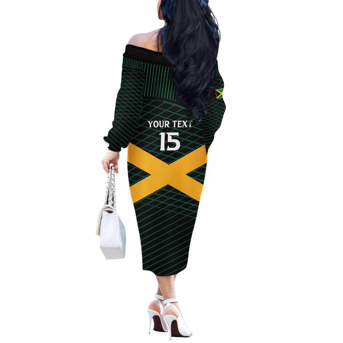 Jamaica Rugby Custom Off The Shoulder Long Sleeve Dress Go Jamaica Crocs Go