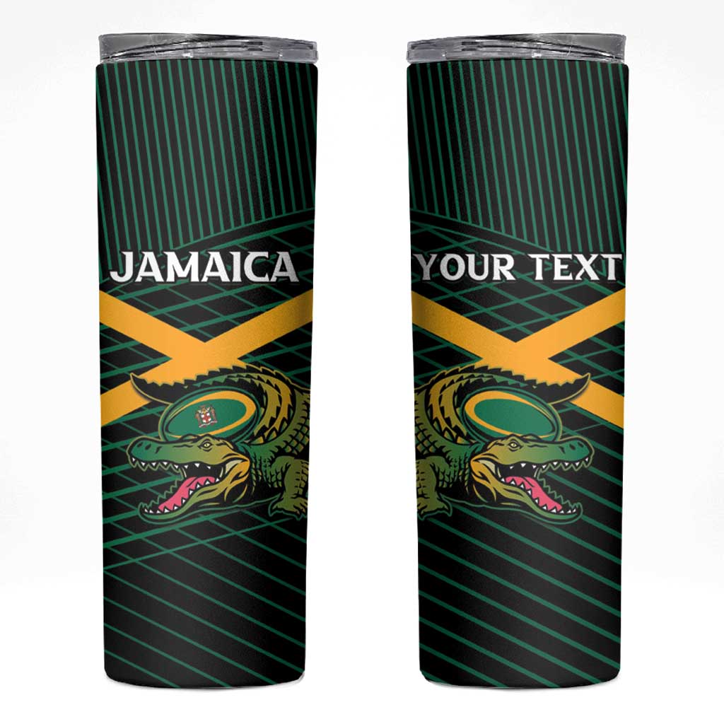 Jamaica Rugby Custom Skinny Tumbler Go Jamaica Crocs Go