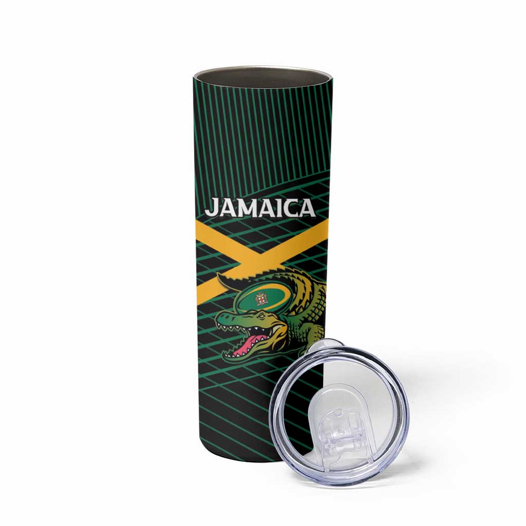 Jamaica Rugby Custom Skinny Tumbler Go Jamaica Crocs Go