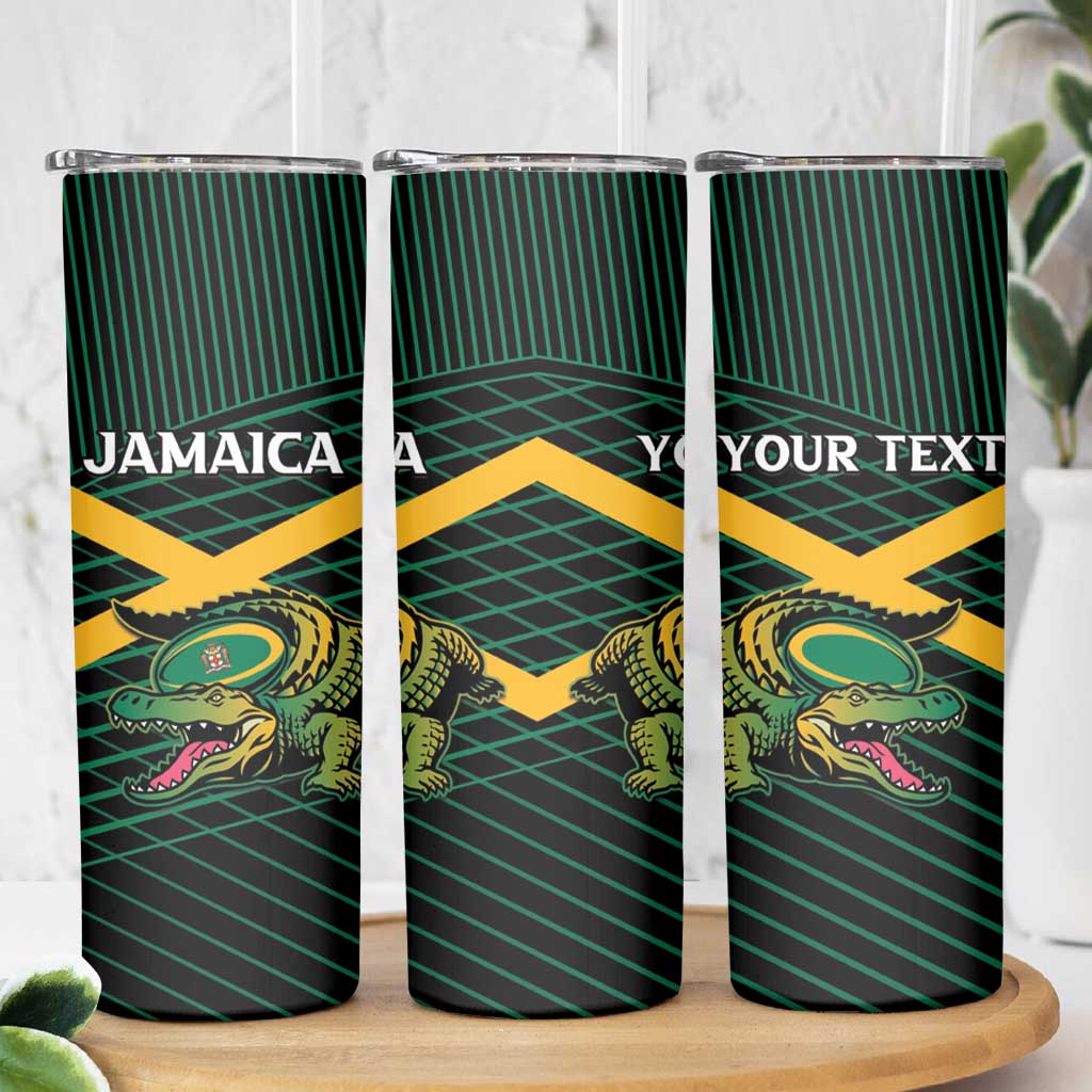 Jamaica Rugby Custom Skinny Tumbler Go Jamaica Crocs Go