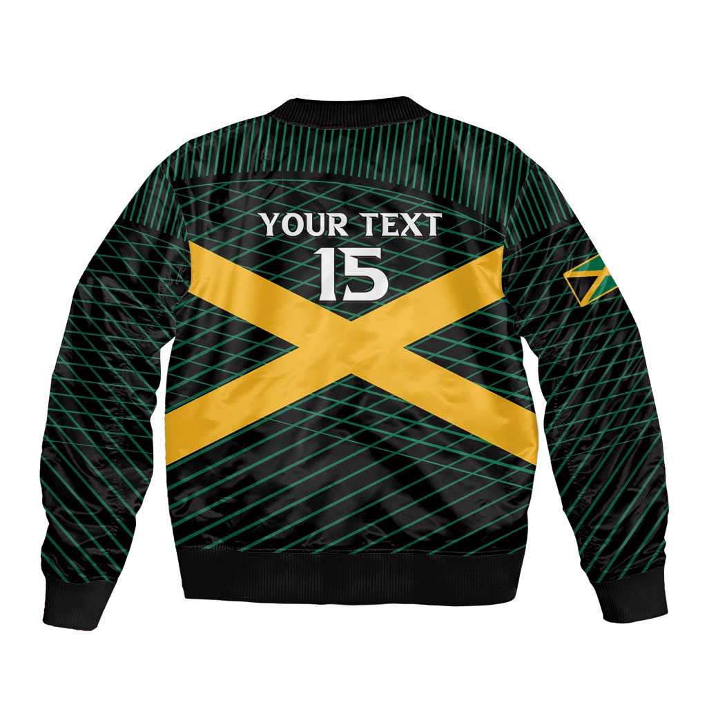 Jamaica Rugby Custom Sleeve Zip Bomber Jacket Go Jamaica Crocs Go