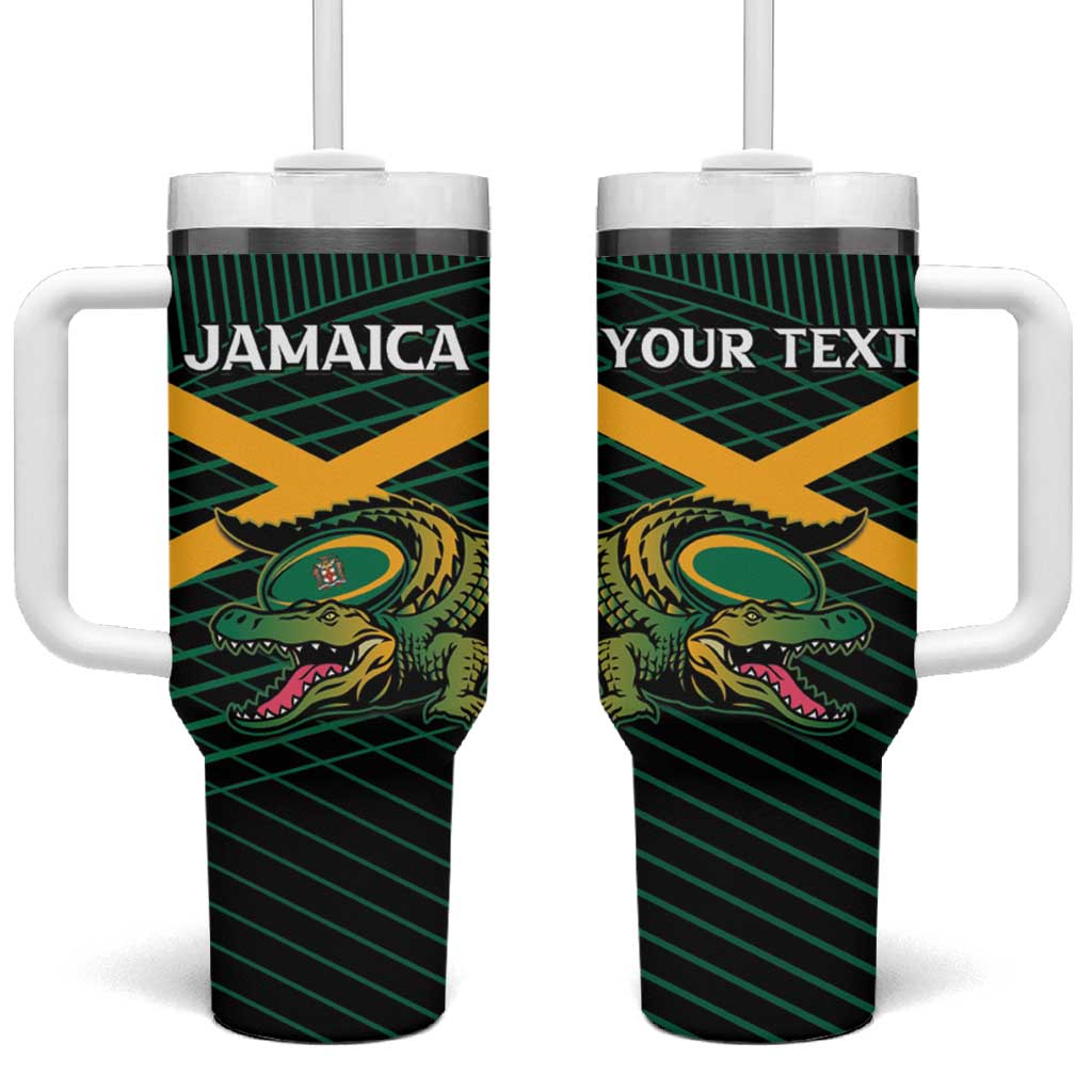 Jamaica Rugby Custom Tumbler With Handle Go Jamaica Crocs Go