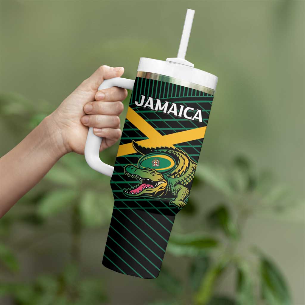 Jamaica Rugby Custom Tumbler With Handle Go Jamaica Crocs Go