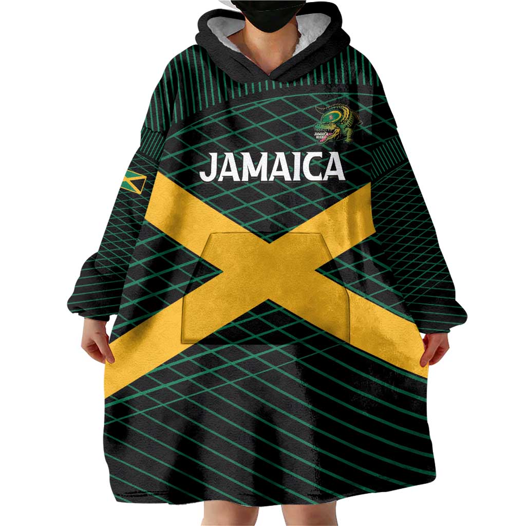 Jamaica Rugby Custom Wearable Blanket Hoodie Go Jamaica Crocs Go