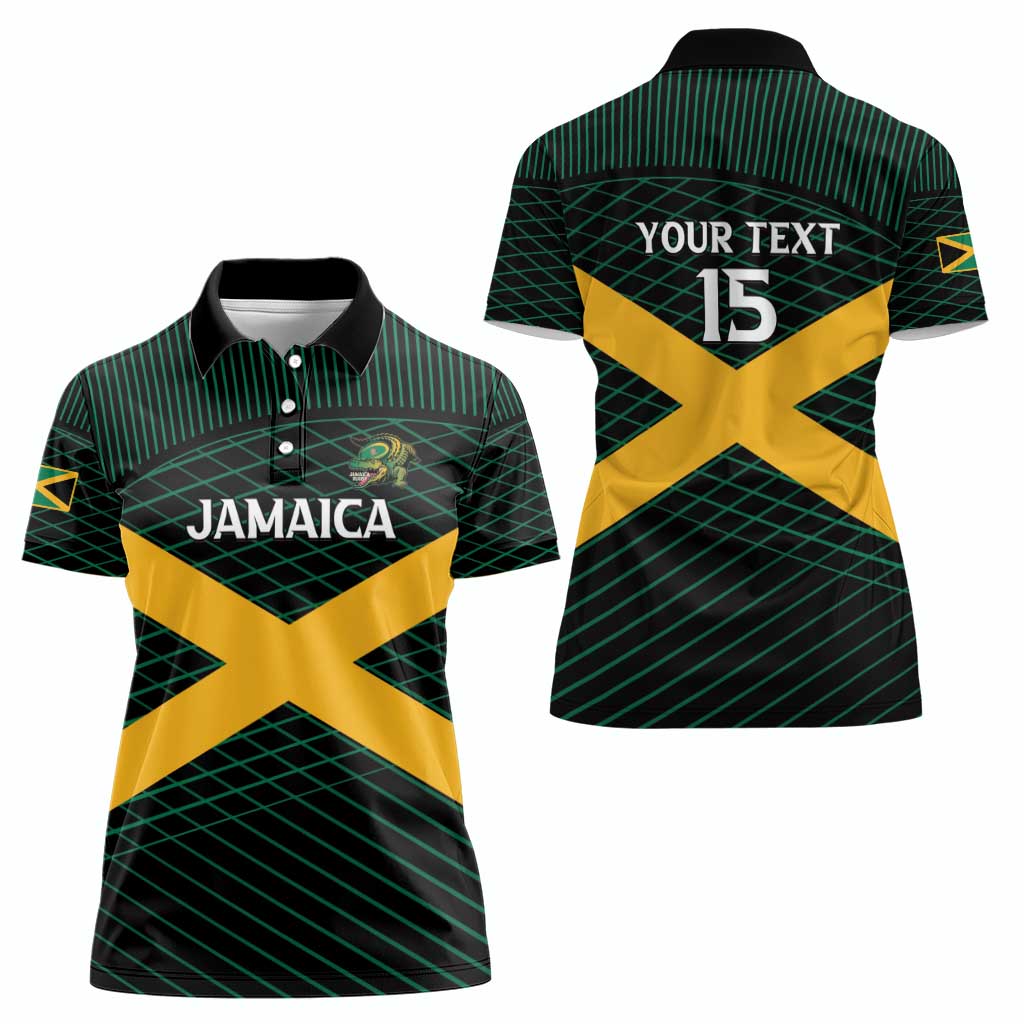 Jamaica Rugby Custom Women Polo Shirt Go Jamaica Crocs Go