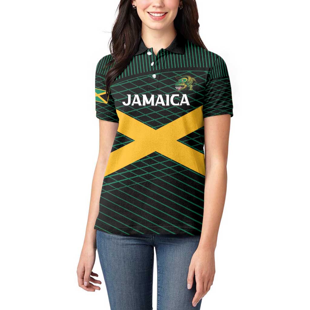 Jamaica Rugby Custom Women Polo Shirt Go Jamaica Crocs Go