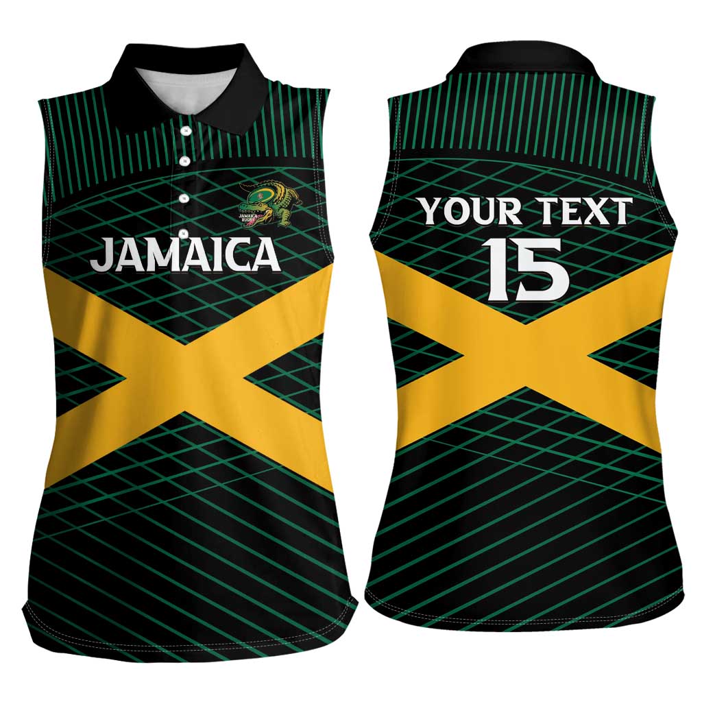 Jamaica Rugby Custom Women Sleeveless Polo Shirt Go Jamaica Crocs Go