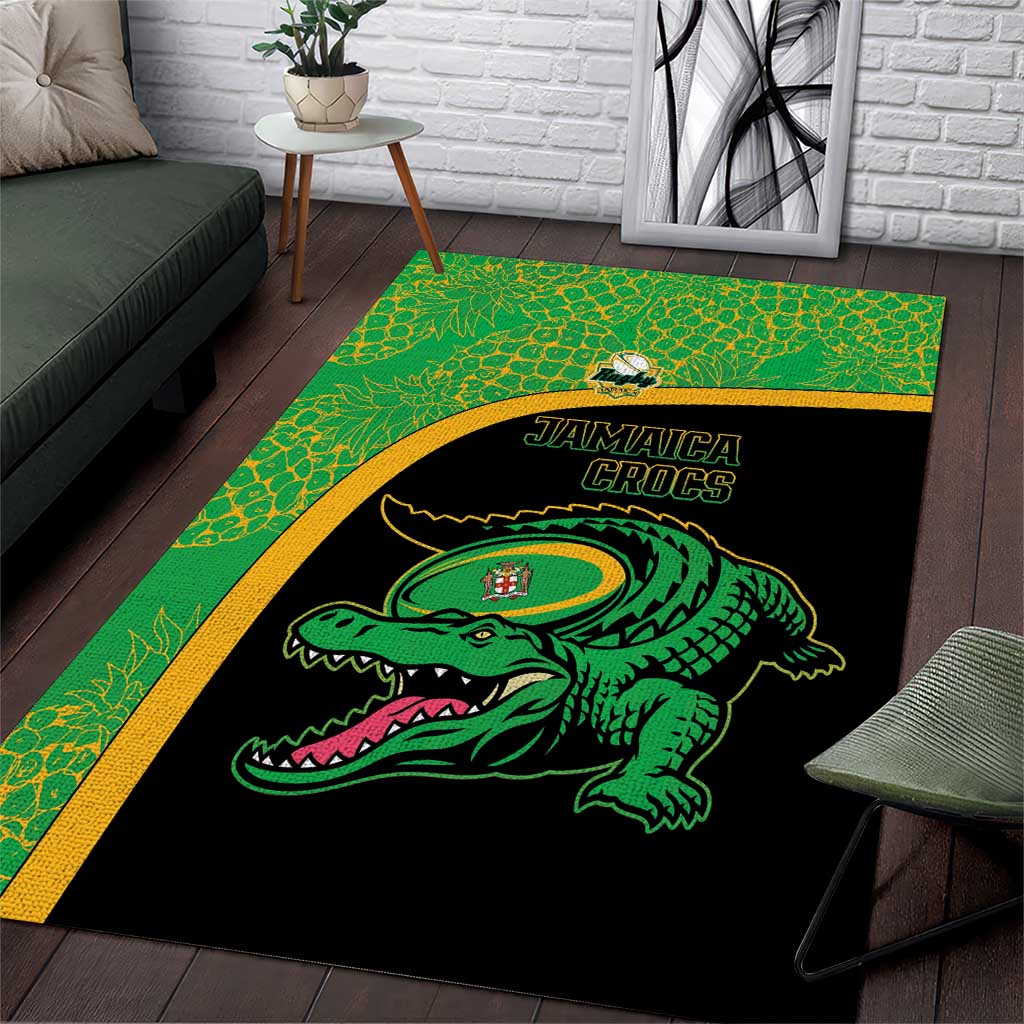 Jamaica Rugby Area Rug Go Jamaica Crocs - Pineapple Pattern