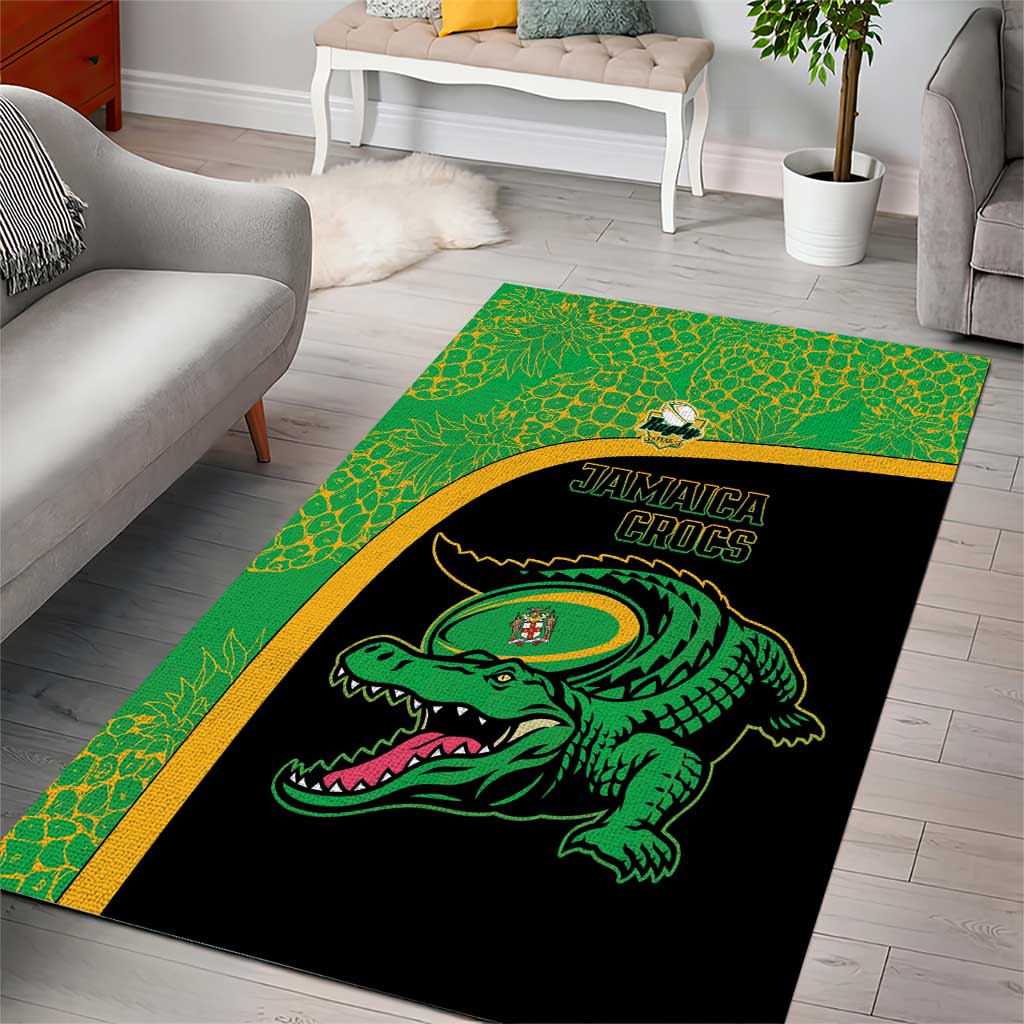 Jamaica Rugby Area Rug Go Jamaica Crocs - Pineapple Pattern