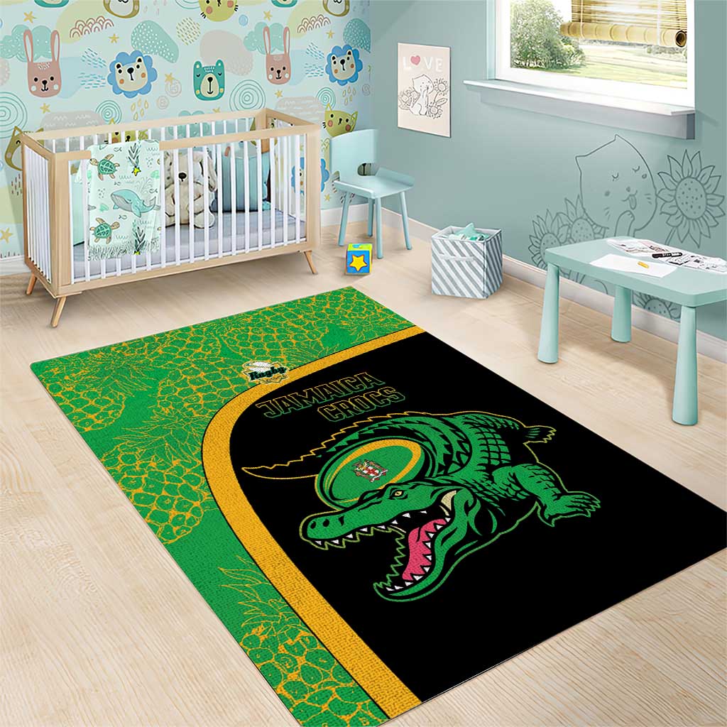 Jamaica Rugby Area Rug Go Jamaica Crocs - Pineapple Pattern