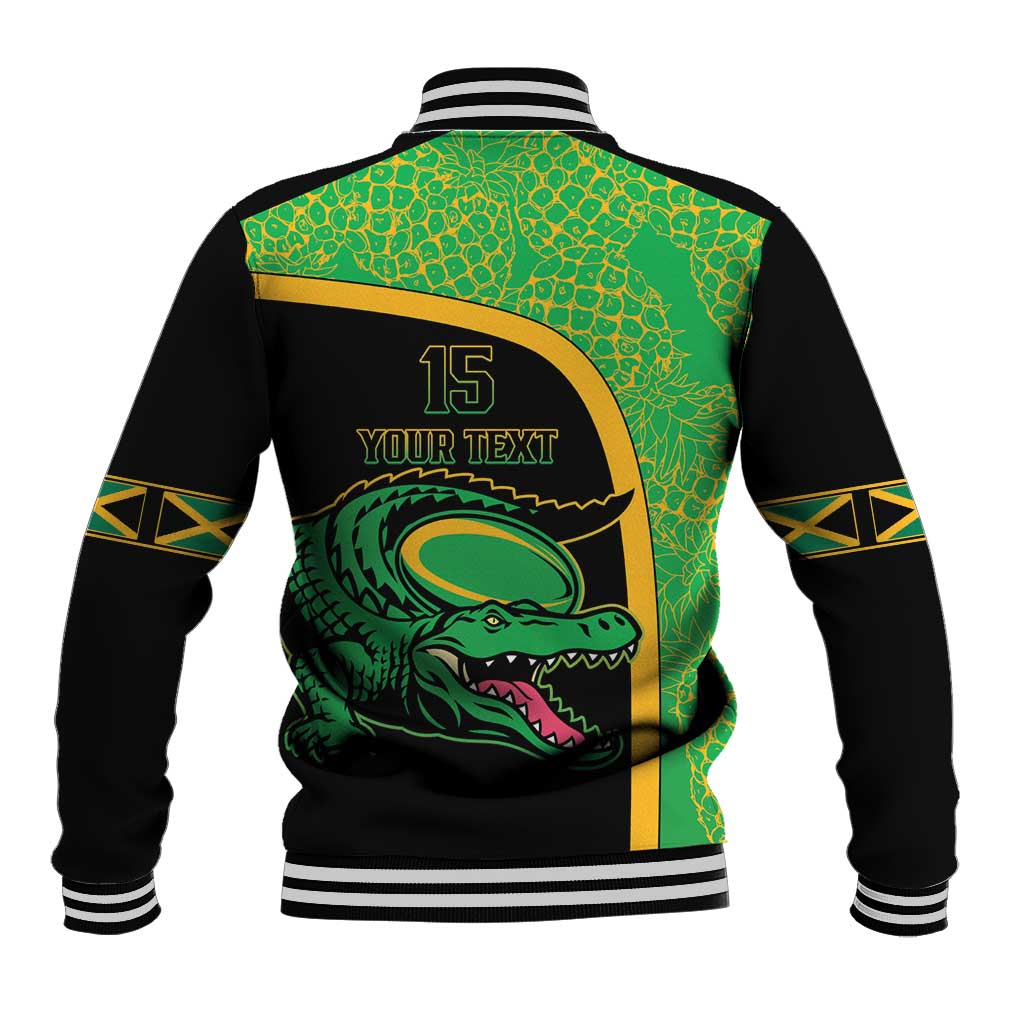 Jamaica Rugby Custom Baseball Jacket Go Jamaica Crocs - Pineapple Pattern